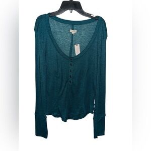 Anthropologie Pilcro Andie Ribbed Henley Top